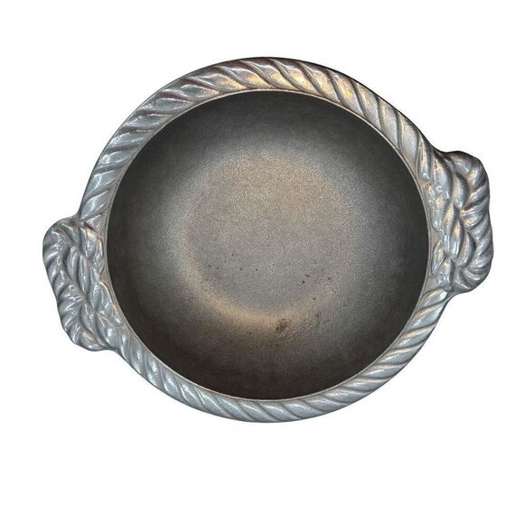 WILTON ARMETALE PATIO ROPE Large Round Handled Casserole Serving Bowl  10" - Picture 3 of 10